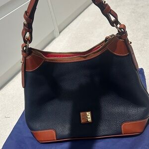 Dooney & Bourke Navy Blue and Tan Hobo Bag